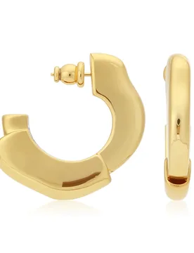 VAROLE Korean Trendy Studded Chunky Hoop Earrings Glossy Surface Gold Plated Brass C-shape Bamboo Earrings Unique Jewelry - Aliexpress - FashionsVida