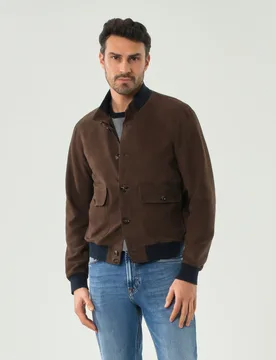 Giubbino Pellizzari in suede marrone con chiusura a bottoni - Rodolfo Pellizzari - FashionsVida