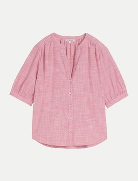 Bluse mit V-Ausschnitt Rosa 38