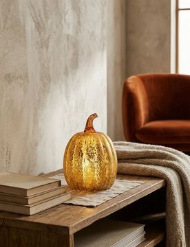 Lampada da tavolo LED a forma di zucca - marrone dorato