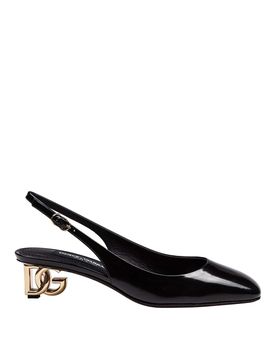 Slingback In Vernice Nera Con Tacco Dg