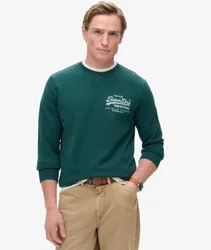 Superdry Herren Klassisches Vintage Heritage Sweatshirt mit Logo auf der Brust Grün - Größe: Xxl