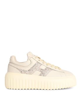 Sneakers in pelle bianca con strisce H