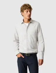 Slim Fit Cotton Linen Blend Oxford Shirt Oatmeal male