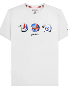 Mens Ss25 Helmet T-Shirt (White) Cotton - Size X-Large - Lambretta - FashionsVida