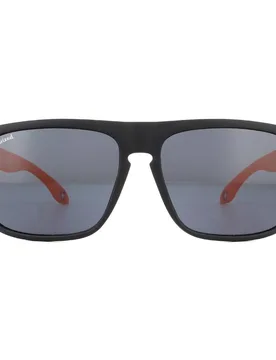 Rectangle Black with Orange Rubbertouch Black Polarized Sunglasses - Black - Size: One Size - Montana - FashionsVida