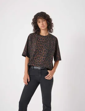 Pure Cotton Leopard Print T-Shirt Multi female - hush - FashionsVida