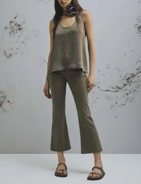 Top Monochrome color moro in raso con fiore in tessuto in abbinato - Marella - FashionsVida