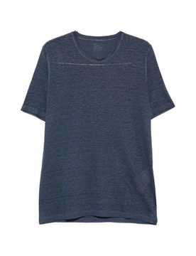 Men's 100% Linen Crew Neck Embroidered Logo Short Sleeve T-Shirt
