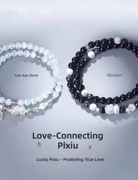 Sterling silver Pixiu couple bracelet, a pair of 2026 new opal obsidian bracelet, men's and women's birthday gifts - Aliexpress - FashionsVida