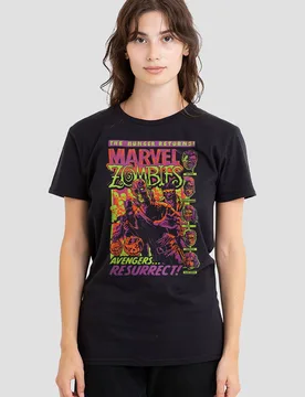 Women's Zombies Avengers Resurrect T-Shirt, Black Size: 2XL - Black - Size: 2XL - Marvel - FashionsVida