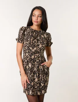 Floral Tulip Hem Dress - 16 / BLACK PATTERN - female - Blue Vanilla - FashionsVida