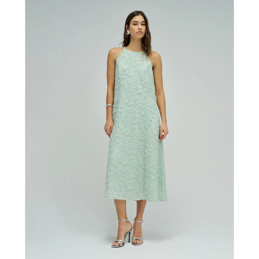 Vestido midi texturizado de mujer con bordados - Salsa Jeans - FashionsVida