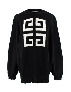 Black Distressed Knitted Oversize Logo Jumper - Givenchy - FashionsVida