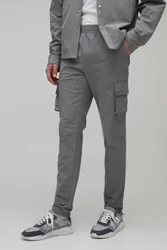 Herren Schmal Geschnittene Technische Cargohose Grey Größe Medium