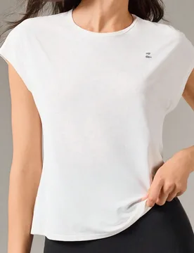 Camiseta blanca para mujer para actividades al aire libre, senderismo, camping y ejercicio, con panel de malla, ajuste relajado, para verano y primave - Shein - FashionsVida