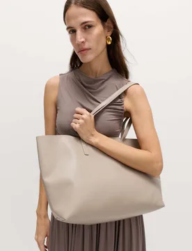 Faux Leather Shopper Mushroom female - M&S - FashionsVida