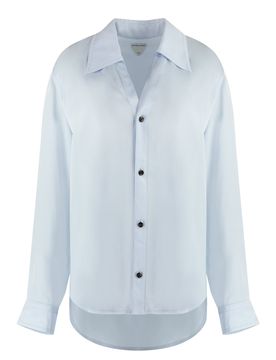 Viscose Twill Shirt with Asymmetric Hem