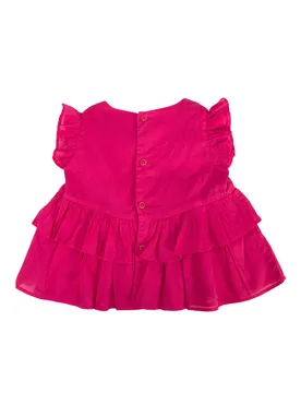 Magenta Pink Ruffled Top 12 months - Il Gufo - FashionsVida