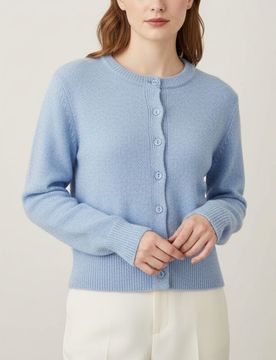 Cardigan con bottoni con miscela di lana - azzurro