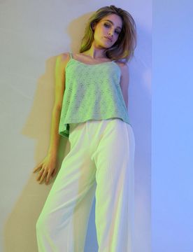 Pantaloni wide leg strutturati - nude
