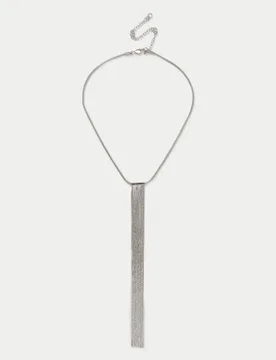 Long Fringe Necklace Silver female - M&S - FashionsVida
