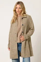 Women's Petite Midi Car Coat in Brown Size: 16 - Brown - Size: 16