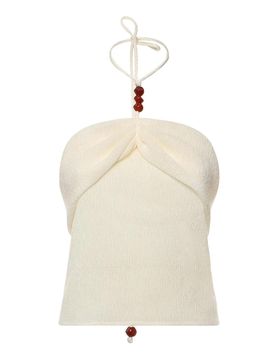 Top Drappeggiato Con Perline