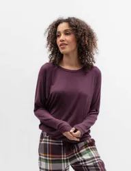 Jersey Slouch Pyjama Top Plum female