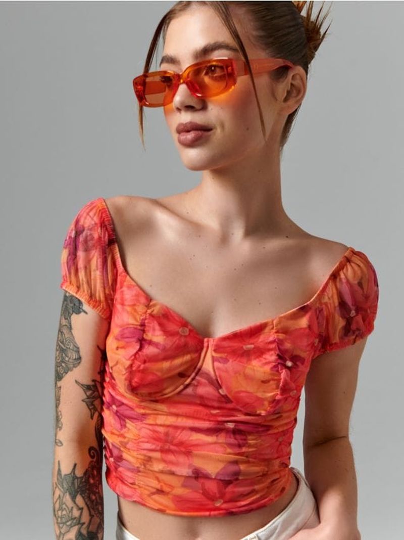 Blusa con arricciatura - multicolor