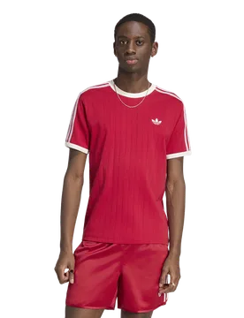 Drop Needle 3-stripes T-shirt Men T-Shirts - Red - Size L - Cotton Jersey - Red - Size: Large - Adidas - FashionsVida