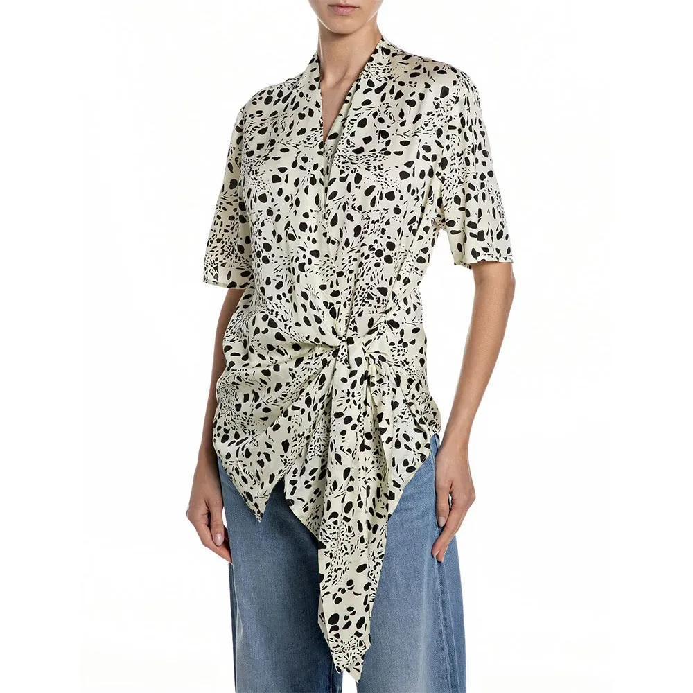 Camicia A Maniche Lunghe W2377 .000.75092 Light Blue / White S - Replay - FashionsVida