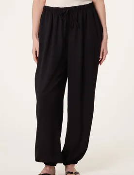 Harem Drawstring Waist Balloon Trousers - ONE / BLACK - female - Blue Vanilla - FashionsVida