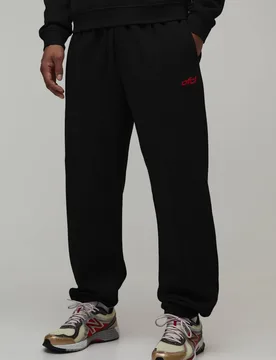 Men's Regular Fit Pintuck Embroidered Cuffed Jogger Black Size Medium Black M - boohooMAN - FashionsVida
