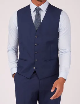 Mens Core Plain Waistcoat - Blue - Size 44 Regular - Antique Rogue - FashionsVida