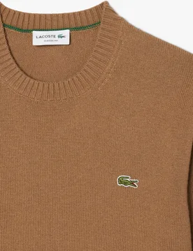 Jersey de hombre de cuello redondo de lana cardada - Lacoste - FashionsVida