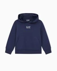 Felpa blu con cappuccio e logo monogram bianco