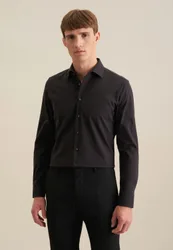 Slim Business Hemd Uni Schwarz 36