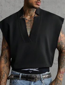 Camiseta de tirantes de hombros anchos de unicolor de moda de verano para hombres - Shein - FashionsVida