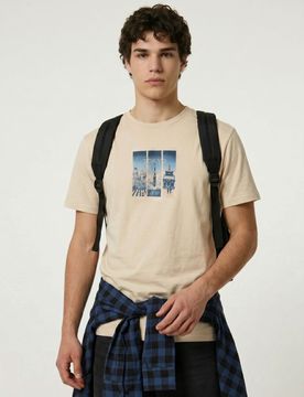 T-shirt in cotone con stampa Tokyo - beige