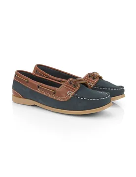 Pixie Womens Premium Leather Boat Shoes - - Size: 8 - Catesby England - FashionsVida