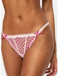 Mesh Polka Dot Thong Pink female