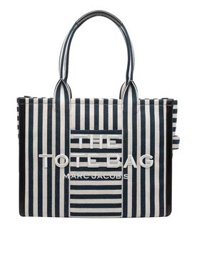 Borsa tote grande in tela a righe