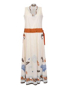 Vestito Lungo In Cotone Con Stampa