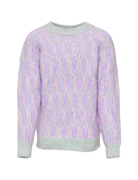 Maglia girocollo lilla con trecce gialle e fucsia 10-14 anni - Only - FashionsVida