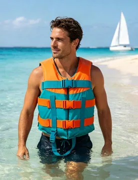 Chaleco salvavidas ajustable para adultos y jóvenes, naranja >75N, adecuado para navegación, pesca, rafting y deportes acuáticos, equipo de barco C - Shein - FashionsVida