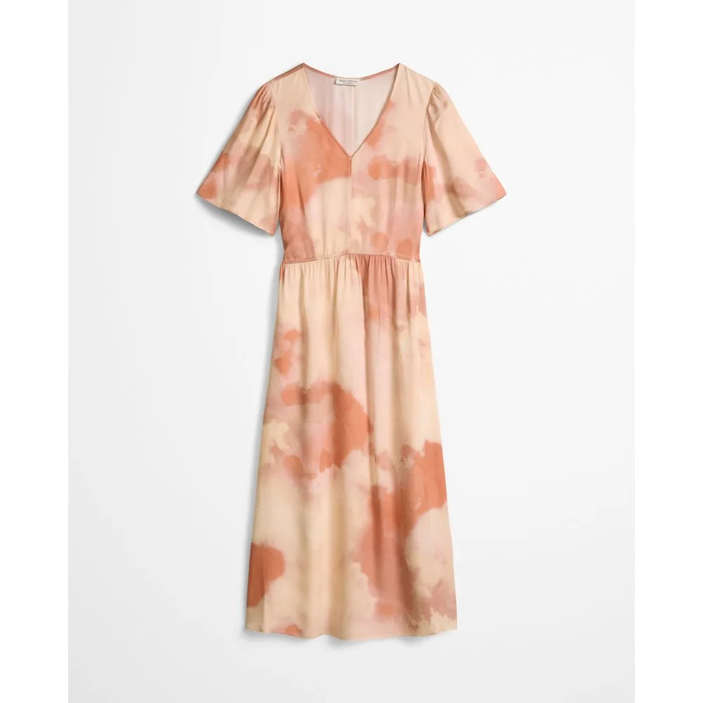 Vestido con cintura elástica acampanada de sarga de viscosa fluida - MARC O'POLO - FashionsVida