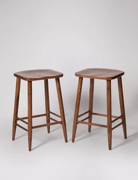 Set of 2 Southwark Acacia Wood Kitchen Stools Medium Brown - Swoon - FashionsVida