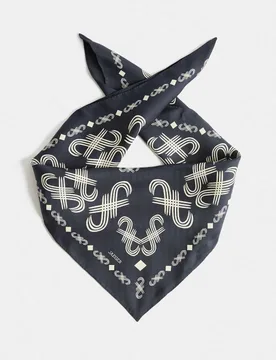 Pure Silk Logo Square Scarf Navy female - Jaeger - FashionsVida