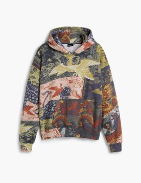 Sudadera Capucha Estampada, Hombre, Algodon, Verde, S